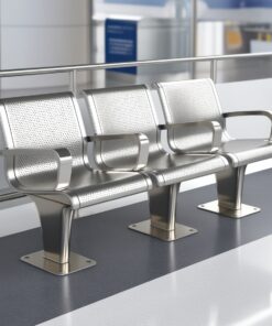 Airport Bench  Indoor and Outdoor Waiting Room Seat  Stainless Steel  Three Seater