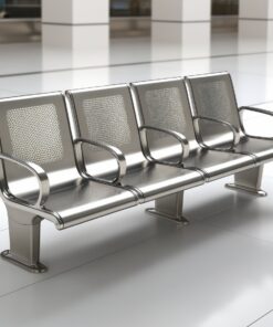 Airport Bench  Indoor Waiting Room Seat  Chrome  Four Seater