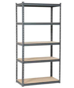 Steel Shelving - 5 Tier - Heavy Duty - Boltless - Metal Frame and MDF Shelves - Grey - ADIY3904