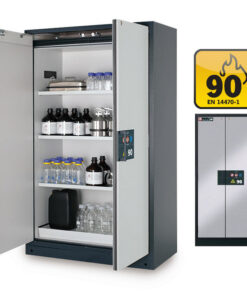 Fire Resistant Cabinet - Q-Line - Storage of Flammable Hazardous Materials - 119.3 x 61.5 x 195.3 cm - Silver - IASE30001049-1