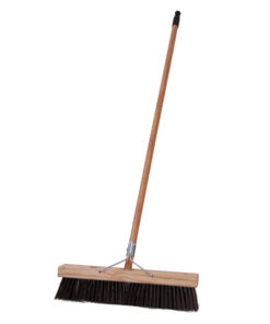 Platform Broom - Complete - Brown Synthetic Fibre (0.75mm) - Wooden Handle - 88 Grip - 46cm - Pack of 3 - F3256