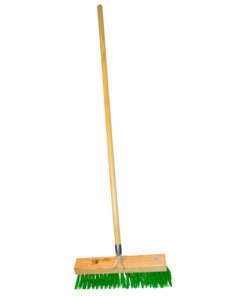 Gutter Sweeper Broom - Complete - Green Synthetic Fibre (0.75mm) - Wooden Handle - 55 Grip - 37.5cm - Pack of 3 - F3158