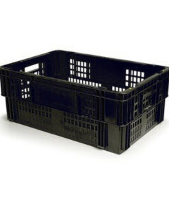 Nesting Agri Crate - Plastic Box - Semi-vented Base and Vented Sides - 60 x 40 x 24 cm - Recycled Material - Black - PI-720B-black