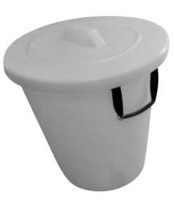 Refuse Bin with Lid - Plastic - Rope Handles - 90L - White - LB021W