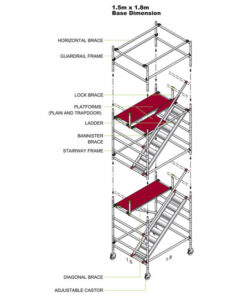 Aluminium Stairway Tower - 1850 x 1500 x 20500mm - ST20500