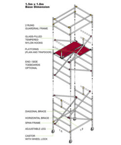 Wide Aluminium Span Tower - 1850 x 1500 x 2200mm - SPANTWR2200