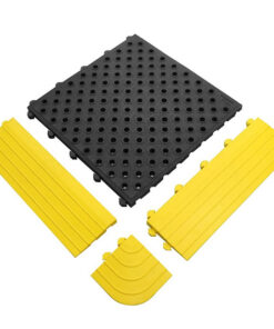 Rubber Tile Female Edging - Fatigue-Lock Interlocking Anti-Fatigue Mat - 50 x 15 x 2.4 cm - Yellow - FLE070002F
