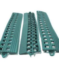 Floor Tile Male Edge - Flexi-Deck Interlinking Anti-Slip Drainage PVC Mat - 30 x 5 x 1.3 cm - Green - Pack of 3 - FD040002M3