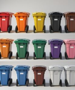 Yellow 660 liter wheelie bin