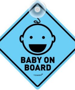 Vehicle Signage - Baby on Board - Blue - 150 x 150mm - SIGNBOBB