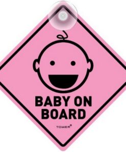 Vehicle Signage - Baby on Board - Pink - 150 x 150mm - SIGNBOBP