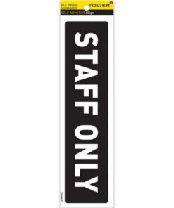 Information Sign - Staff Only - White-Black - 185 x 50mm - SIGNASO(R)