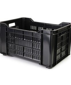 Stack Crate - Agri Lug - Plastic Box - Vented Base and Sides - 53 x 35.5 x 29 cm - Recycled Material - Black - PI-401-Vented-black