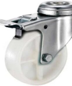 Castor Wheels - Polypropylene - Bolt Hole Swivel - Brake - White - 75mm - TOOC413