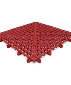 Floor Tile - Flexi-Deck Interlinking Anti-Slip Drainage PVC Mat - 30 x 30 x 1.3 cm - Red - Pack of 9 - FD030001