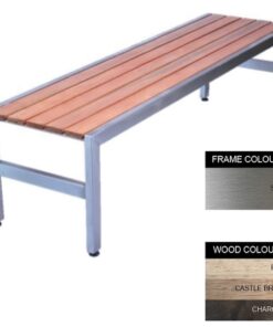 Slimline Bench - Stainless Steel 304 and Wood - Adj. Feet - 45x240x45cm - Colour Options - SL4261S