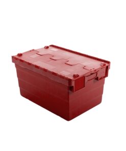 Crate - Security Container - Plastic ALC - Attached Hinged Lid - 68L - 60 x 40 x 36.5cm - Red - ALC-365-Red