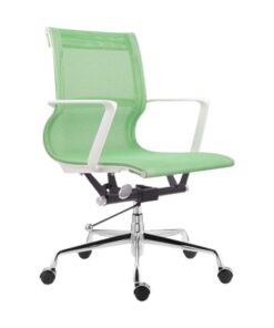 Medium Back Office Chair - Setu Replica - White Frame - Mesh and PVC - Swivel and Tilt - Gas Height - Colour Options