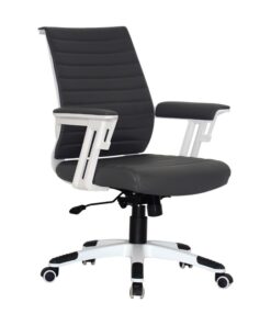 Medium Back Office Chair - Wall Street - PU Leather - Swivel and Tilt - Gas Height - Dark Grey