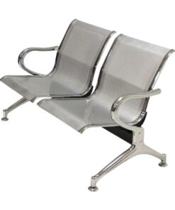 Airport Bench - Public Seating - Heavy Duty Standard Steel - Indoor Use - Flat Packed - Two Seater - 122 x 67 x 79 cm