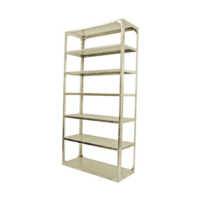 Bolted Shelving Steel Bay 7 Shelves - Uni-Angle - Seven Shelf Kit - Painted - 304.8 x 91.4 x 38.1 cm