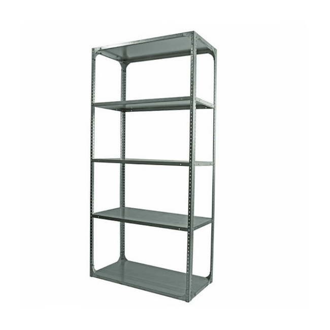 Bolted Shelving Steel Bay 5 Shelves - Uni-Angle - Five Shelf Kit - Galvanised - 274.3 x 91.4 x 76.2 cm
