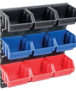Matlock Storage Panel Bin Rack Set - 10 Pieces - Plastic Louvre Panels & Bins
