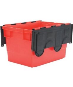 Matlock Euro Container with Lid - Plastic ALC - Heavy-Duty - 60 x 40 x 33.5 cm - Red & Black - 68L - Nestable & Stackable