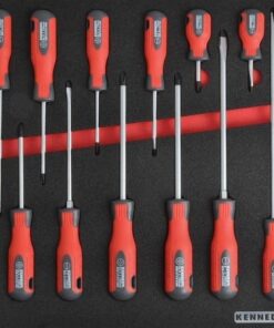 KennedyPro Screwdriver Set - 12 Pieces - with 2/3 Width Foam Tool Control Inlay for Tool Roller Cabinets