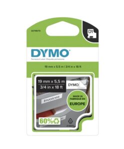 Dymo D1-Tape Polyester (High Performance), 19mm x 5.5m, Black on White