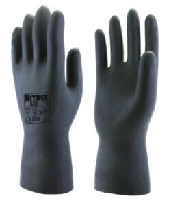 Chemical protective gloves Nitrex 680 XS (6) latex, black, inside flocked, pack of 10 pair