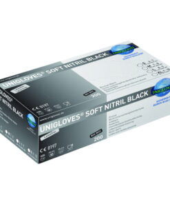 Unigloves Soft Nitrile Gloves, Size S 6-7, Soft Nitril Black, Big Box, Pack of 200