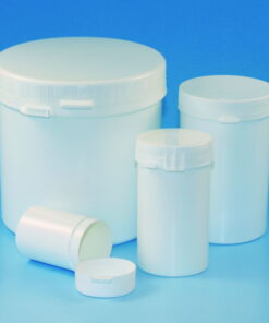 LLG Sample Containers, Round, 1000 mL, PP White with PP Tear-Off Lid, Pack of 5