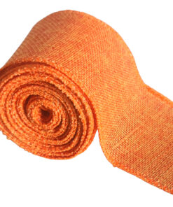 Halloween Ribbon with wired edge – Orange Burlap